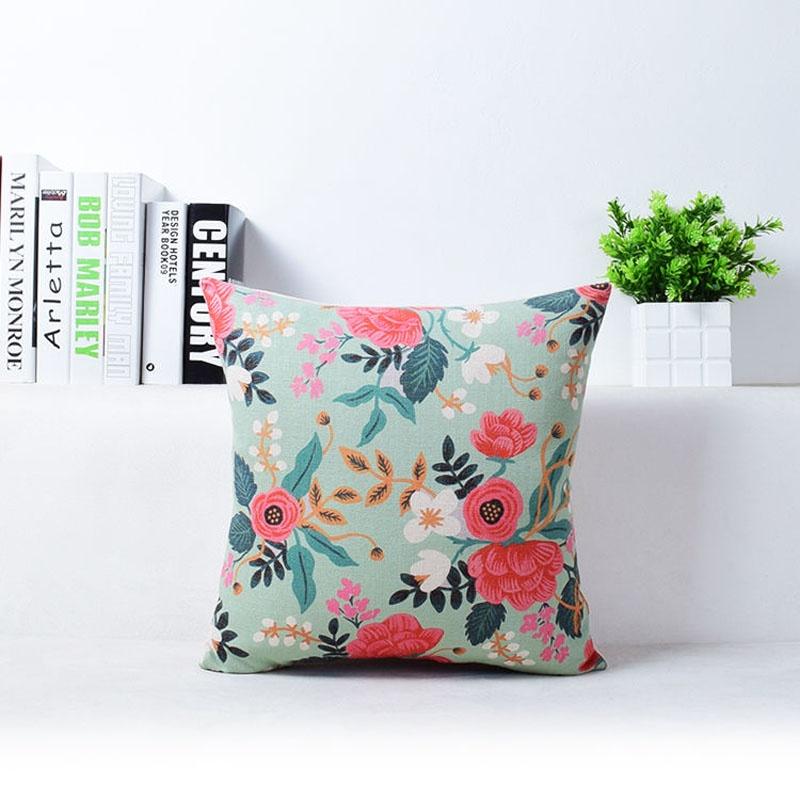 Exquisite Vivid Flower Floral Plants Linen Pillow Case For Decorative Cushion 18