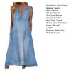Denim Dress V-neck Sleeveless Casual Loose Hem Mid-calf Length Dressing Up Breathable Women
