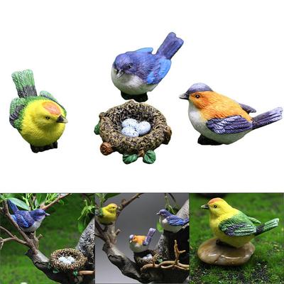 Birdie Figurines  Landscape Ornaments Bird's  for Nest Bird Eggs Mini Gardening