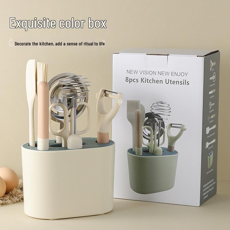 Stainless Steel Kitchen Knife Set with Cutting Board and Storage, Ideal for Baby Food and Dormitory Use