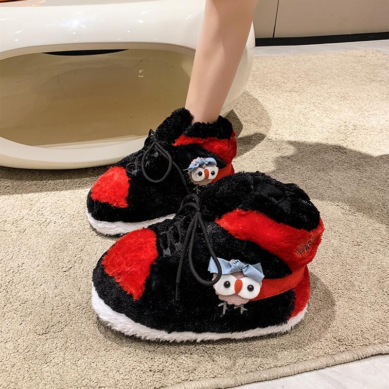 Fashion Winter New Fashion Flat Cotton Boots Women's Round Head Suede Front Lace-up Matching Color Soft Soled Shoes