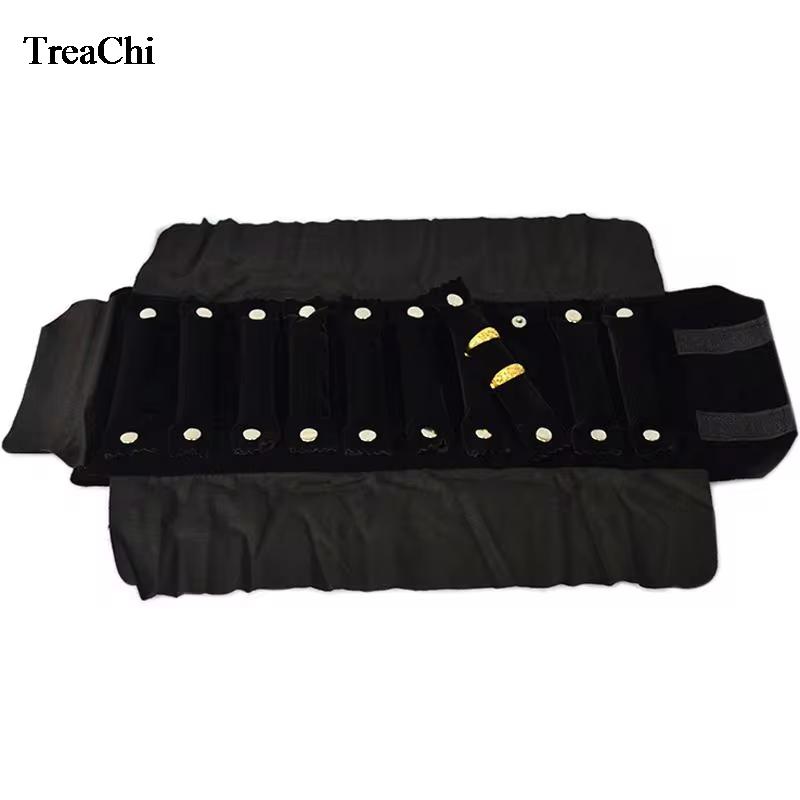 Black Grey Velvet Mini Jewelry Storage Bag For Easy Travel Ring Storage Roll Bag Fashion Exquisite Ring Storage Bag
