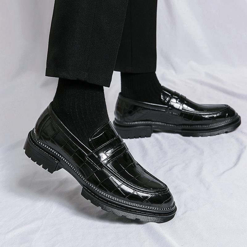 Four Seasons Trendy Men's Fashion Leather Slip-on Loafers with Thick Sole
