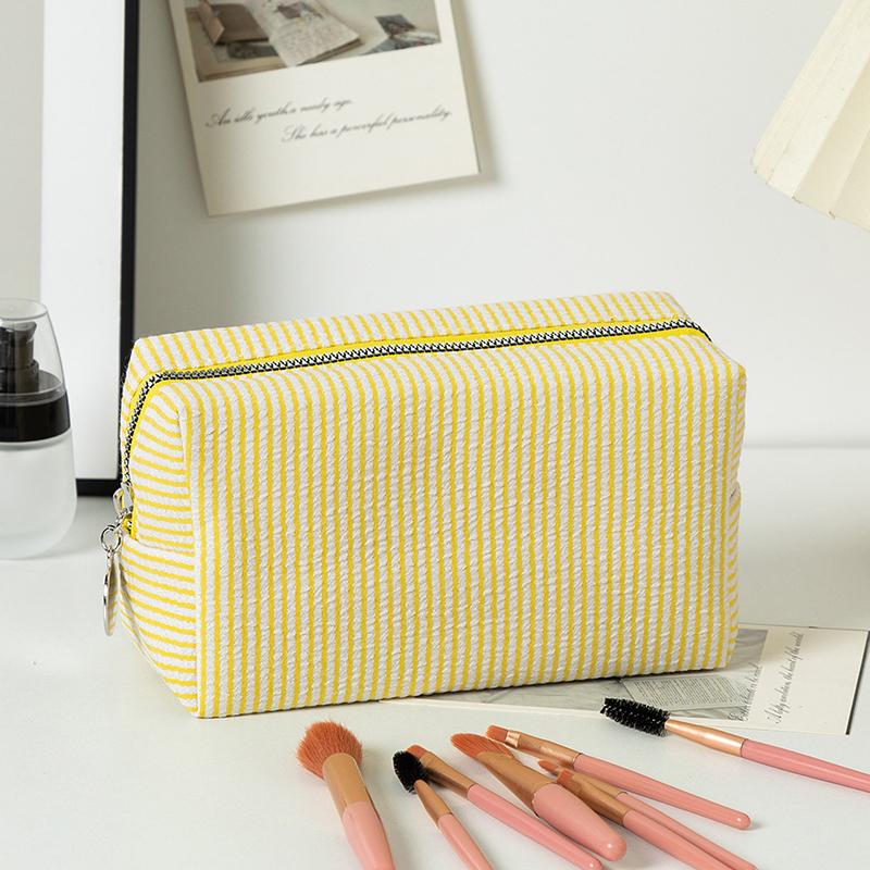 Fresh Simple Striped Cosmetic Bag Large Capacity Makeup Bag Pencil Case Travel Toiletries Bags Toiletry Storage Pouch