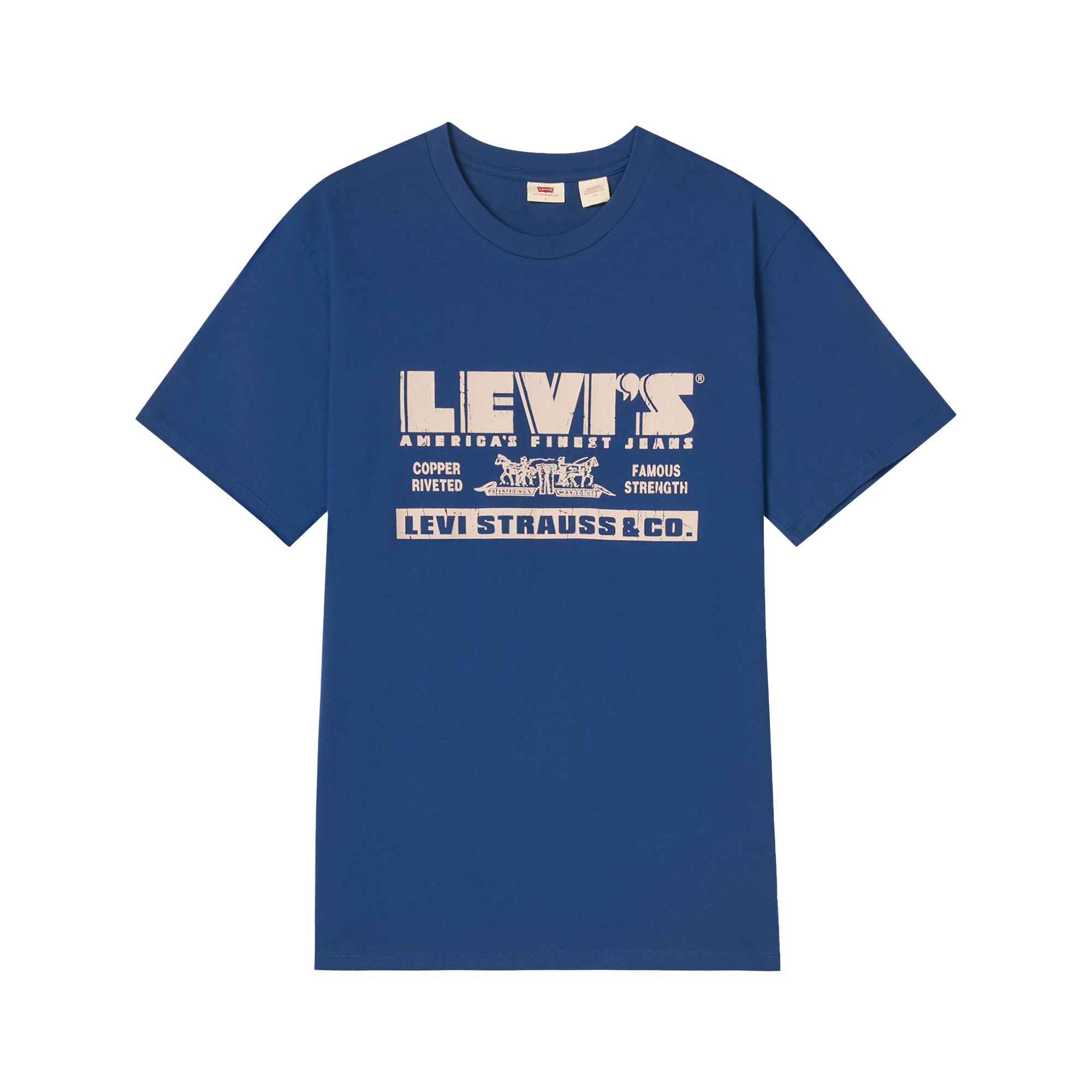 Levi s Vintage Logo Graphic Crewneck T-Shirt Bright Blue Men 006WW-0000 S