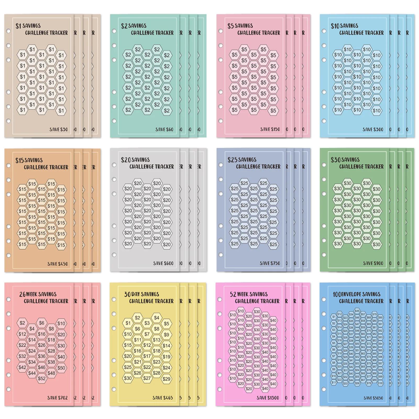 

Конверты А6 Eave Money 52 недели челлендж накоплений 30 дней накоплений евро доллары денежные конверты планировщик бюджета легко копить dollar