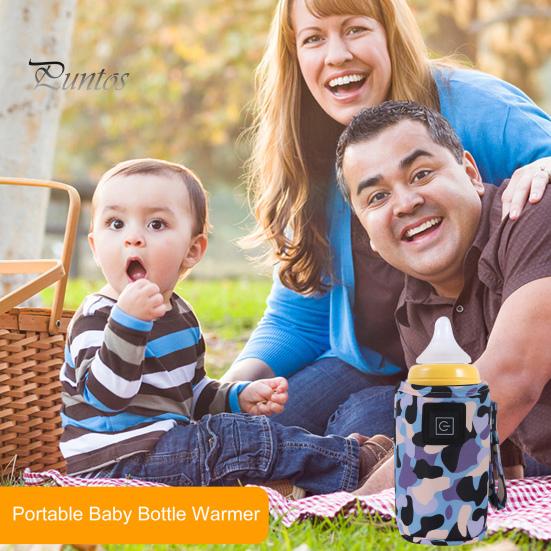 Baby Bottle Warmer Portable Sleeve 3 Levels Adjustable Electric Feeding Insulated Holder Heater Fast Heating Outdoor Travel Infant Milk Cover