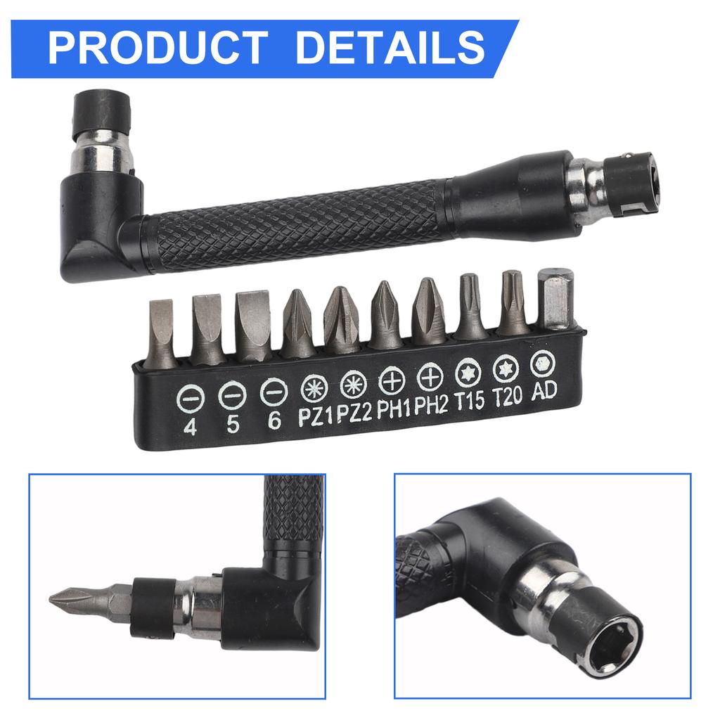 L-shaped 1/4 Hexagonal Screwdriver Bit 90 Degree Double Head Handle Screwdriver Socket Set Screwdriver Bit Drill Set