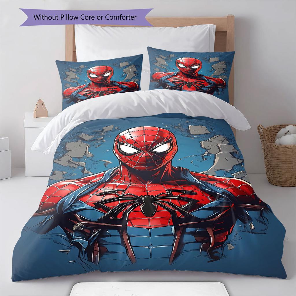 Spider-Man Superhero Series Bedroom Three-Piece Duvet Cover Bedding Set (1*Duvet Cover + 2*Pillowcase, Without Core)