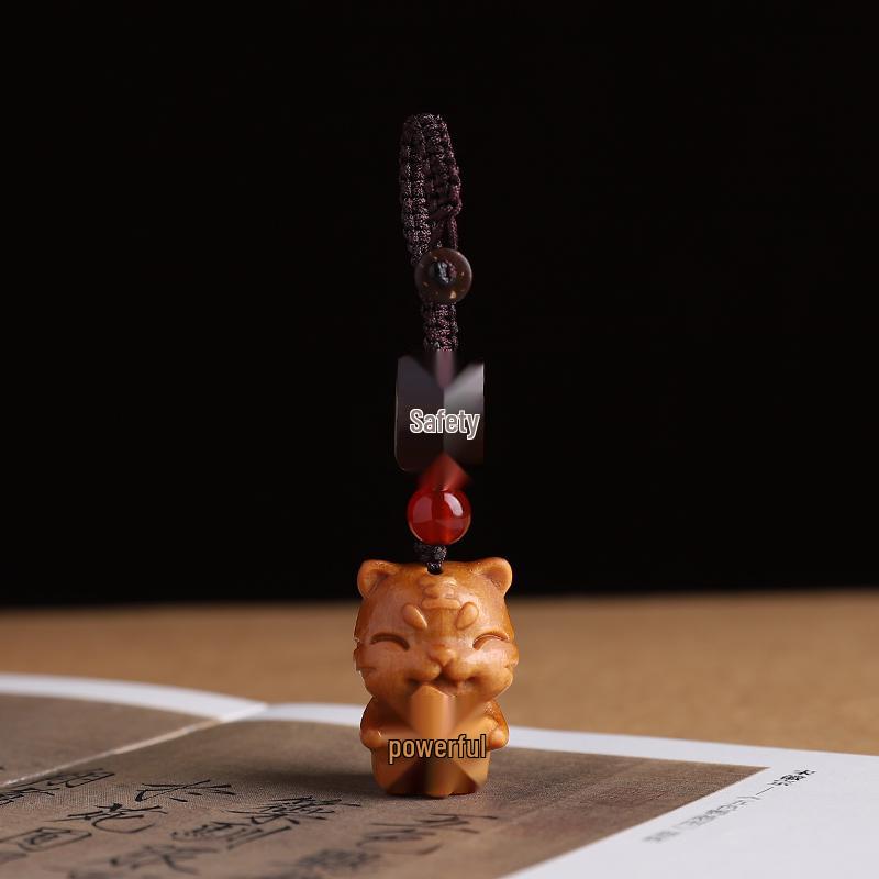 Sandalwood Tiger Zodiac Keyring & Phone Case USB Pendant with Lanyard