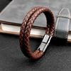 Mingao MF Double Leather Braided Stainless Steel Men's & Women Bracelets With Black/Brown Charm Magnet Clasp Custom Accessors