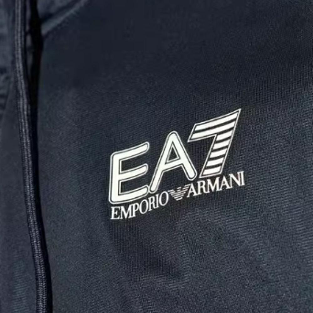 Emporio Armani EA7 Logo Printed Hooded Zip Long Sleeve Mid Waist Elastic Cuff Casual Sports Suit Men Suits Black 6DPV70-PJHCZ-1562