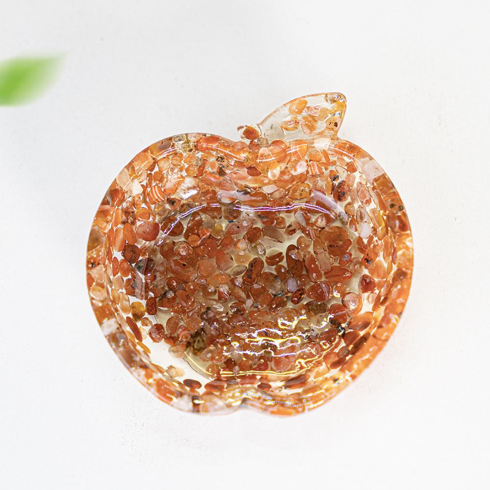 Water Crystal Resin Apple Shape Storage Tray With Elegant Plant Design For Office And Home Decor