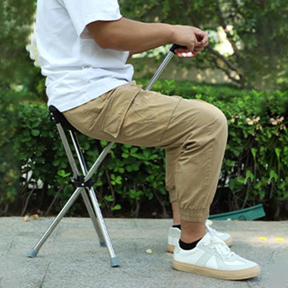 Outdoor Foldable Walking Stick Stool Lightweight with Seats Heavy Duty Steel Walking Stick for Elderly Disabled Hiking Poles