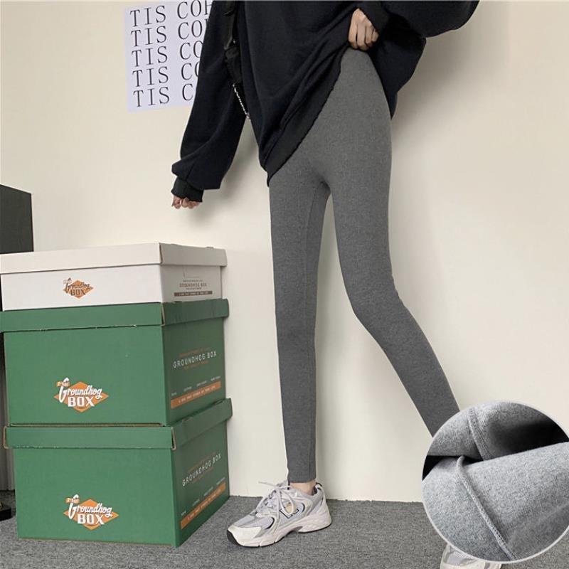 Lamb Wool Leggings Women Wear Autumn and Winter Thin Velvet Long Johns Tight-fitting Velvet Thickened Warm Large Size Nine-point Cotton Pants