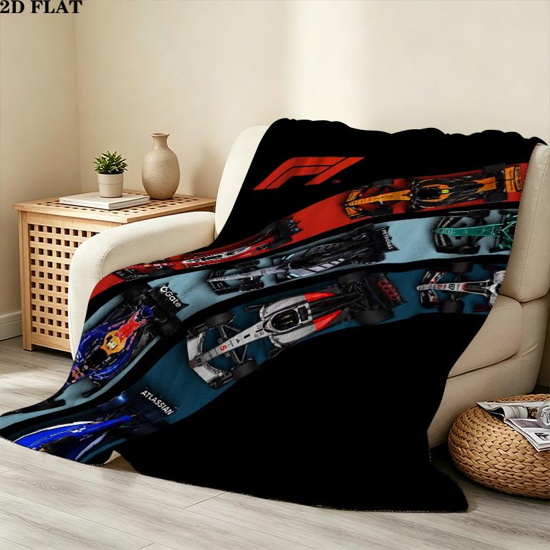 F1-Autos Motiv Flanelldecke, Hohe Qualität, Bequem für alle Jahreszeiten, Heimdekoration, Wärme und Komfort, Perfekt für Weihnachtsgeschenke