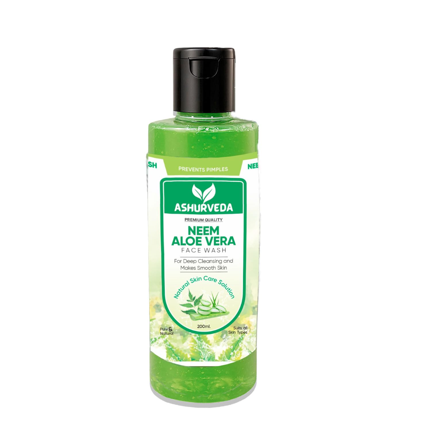 Ashurveda Pure & Natural Neem Aloe Vera Face Wash 200ml | Deep Cleansing, Controls Acne, Removes Impurities | Makes Skin Smooth & Fresh | Suitable