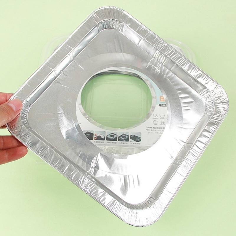Pack of 10 Tin Stove Liners Oil Proof Covers Gas Stove Liners for Gas Burners Ensuring a Clean Cooking Environment
