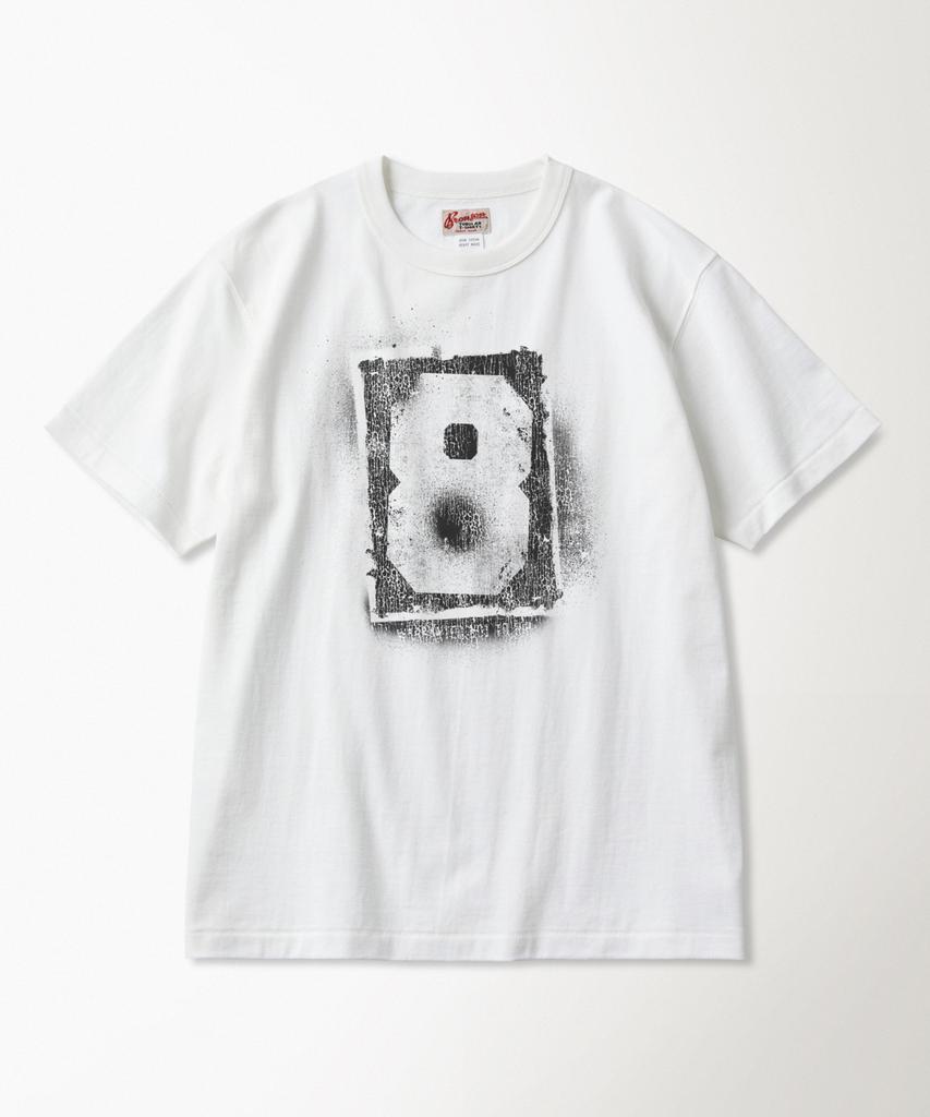 Beulonseun Spray Number Loopwheeled Graphic Tee White
