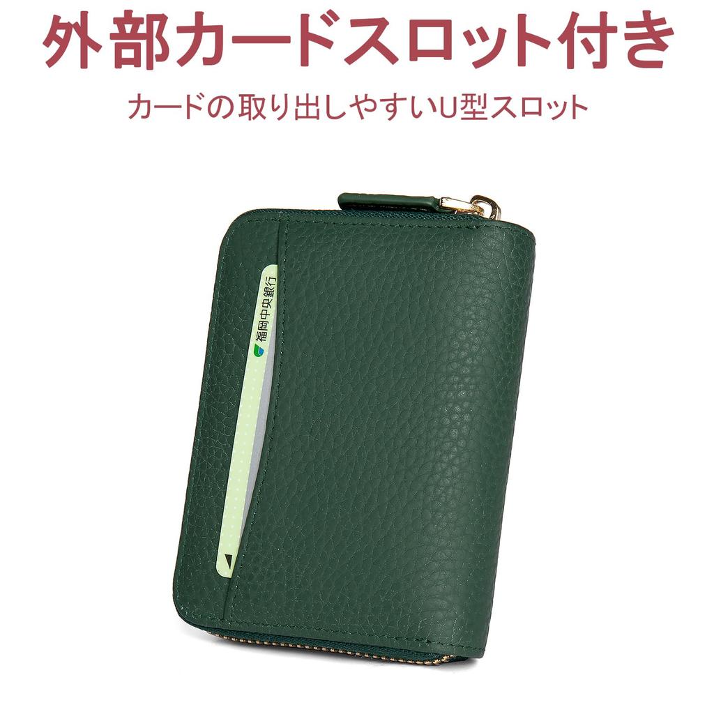 Mandiva Women's Genuine Leather Mini Wallet with Card Case, Anti-Skimming, Coin Slip, Accordion-Style, and No-Fold Bill Compartment (Green)