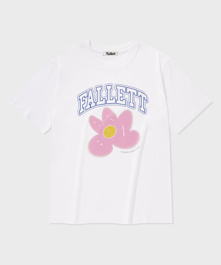 FALLETT Balloon Flower Short Sleeve T-Shirt White