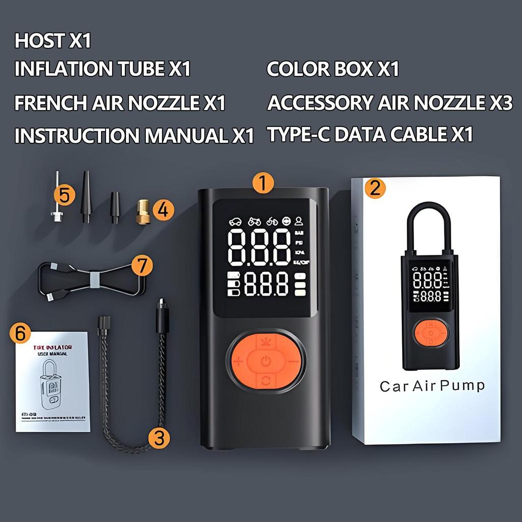 Portable Tire Inflator Cordless Air Pump For Car Tire Inflator With Digital Pressure Gauge Rechargeable Light For Truck Repair