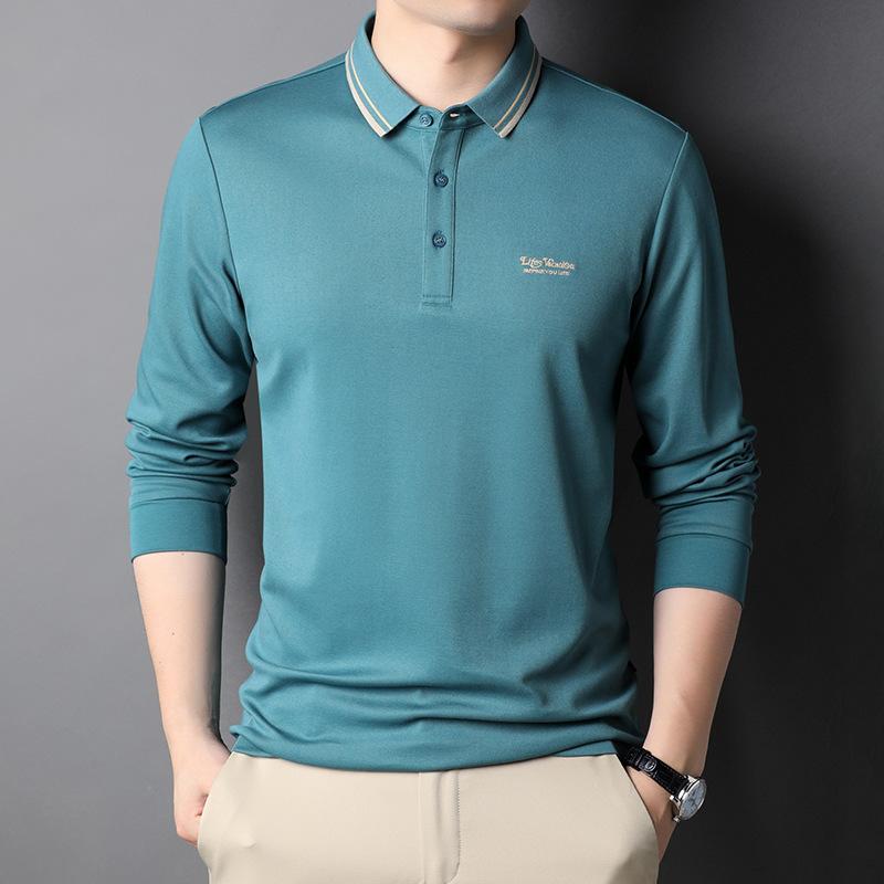 

Весенняя новинка Мужская рубашка поло с длинным рукавом и лацканами, Модная корейская стильная трендовая повседневная базовая рубашка, Удобная посадка XXXL