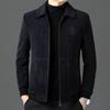 Unisex woolen coat men's winter middle-aged and elderly dad lapel wool jacket woolen coat thickened top