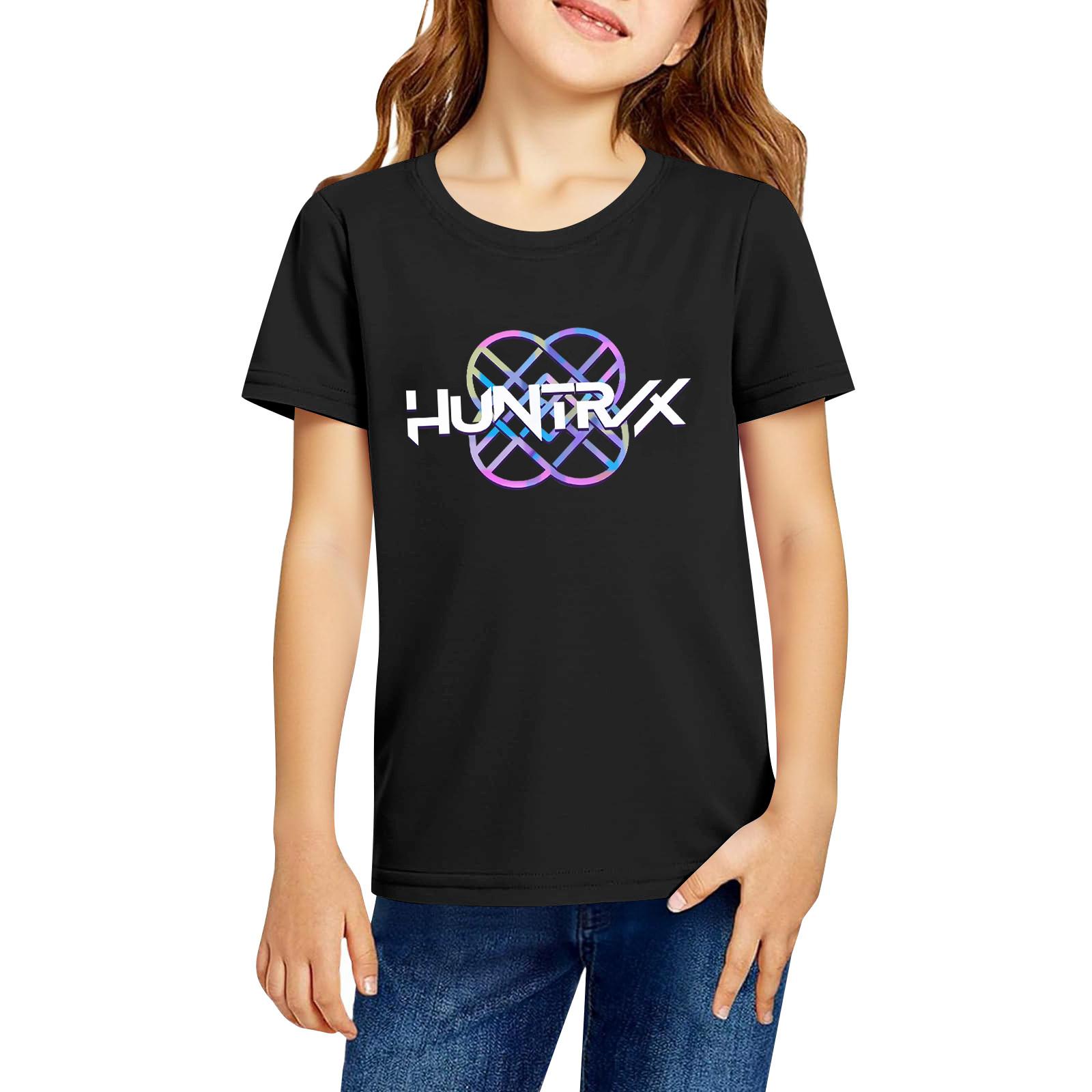 

Модная рабочая одежда с короткими рукавами и круглым вырезом, топы с принтом для детских летних топов 110 чёрный