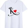 Polyester 100% New KING QUEEN Printed Short-sleeved Casual Couple T-shirt for Couples Women Clothing  Graphic  Aesthetic Summer