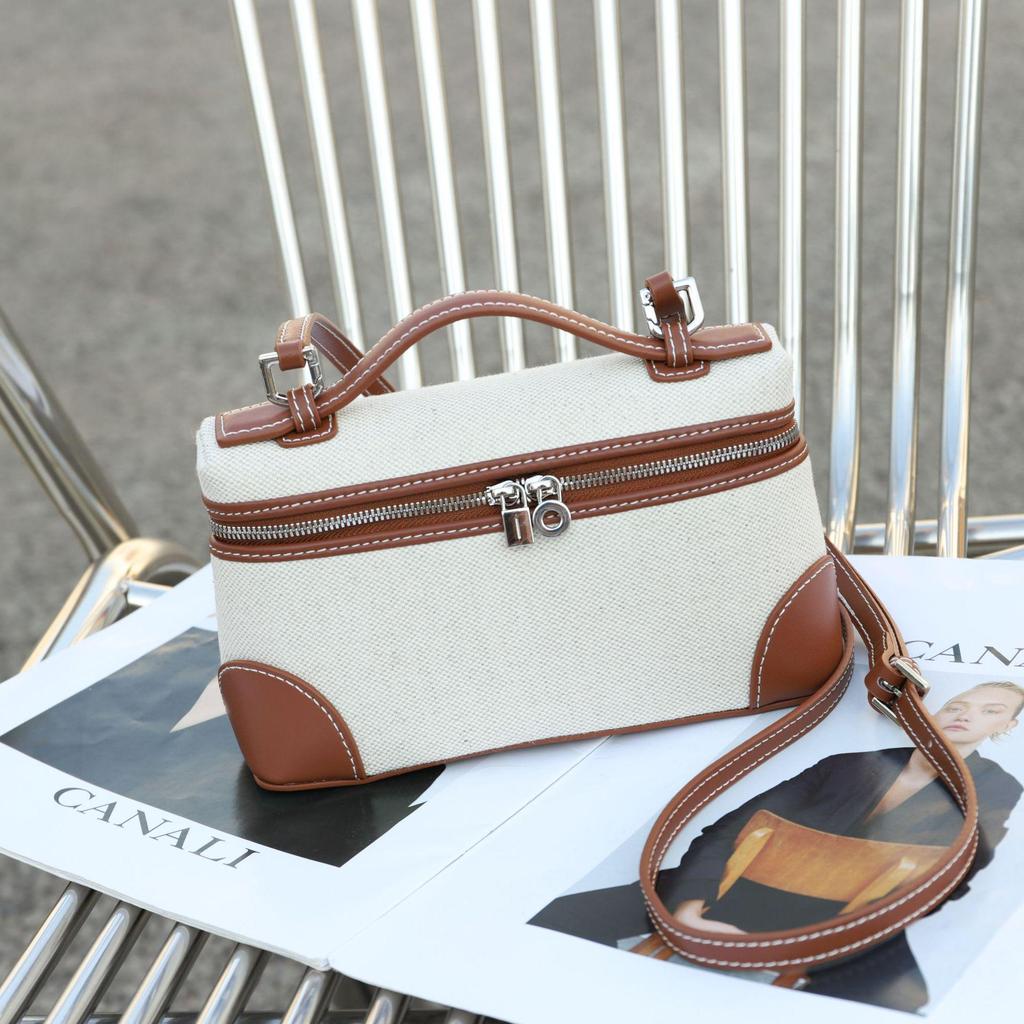2025 Women's Canvas Patchwork Crossbody Tote - Fashionable Small Square Casual Bag