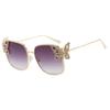 Luxurious Oversized Square Shape Rhinestone Butterfly Metal for Women Sunglasses Brand Design Men Sunglass Street Style Glasses UV400