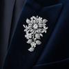 Banquet Crystal Flower Brooch Corsage Ornament Metal Rhinestone Brooch Sweet Luxury Pin  Gift