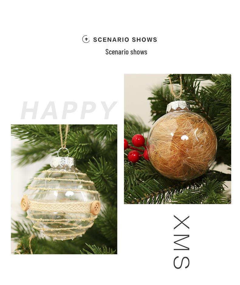 Striped Transparent Linen Christmas Ball Ornaments Set for Tree Decoration