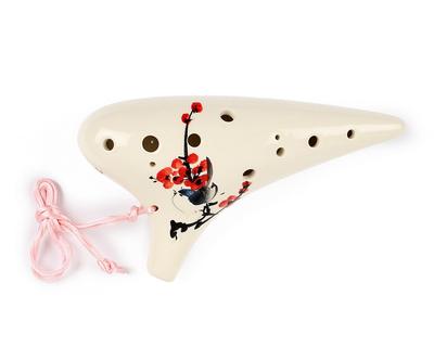 TNG Ocarina Musical Instrument Single Finish Flower High Class C Tone AC Chart Ocarina Wind Wind Glaze Finish Floral Pattern [12 Holes/Alto/Glaze