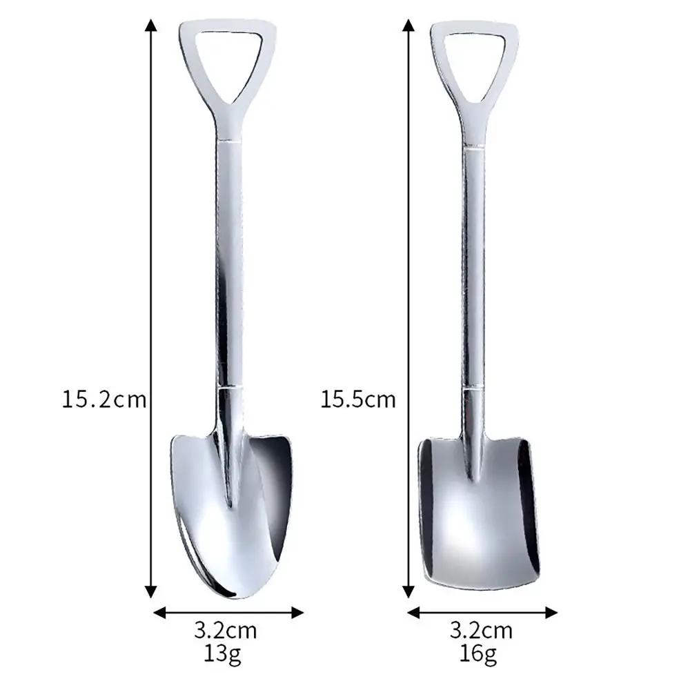 Creative Ice Cream Retro Shovel Long Handle Stainless Steel Dessert Spoon Watermelon Spoon Kitchen Tools