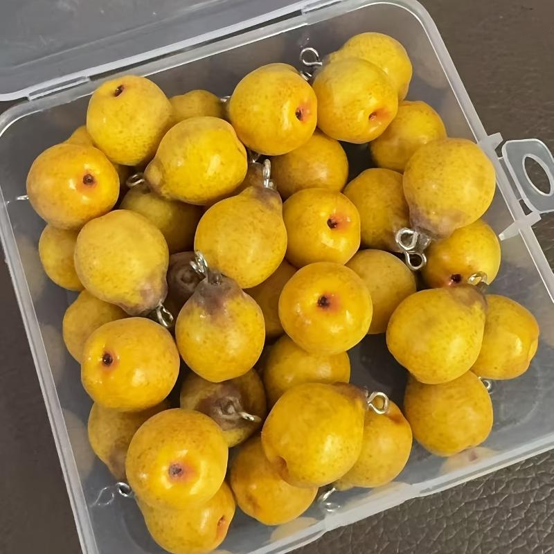 Resin Mini Fake Fruit Pendants 5Pcs Realistic Simulation Ornaments for DIY Greeting Card Decor Craft Making Supplies