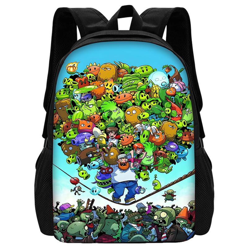 Child Hot Game For P-Plantss Vs Z-Zombiess School Backpack with Lunch Bags ,Pencil Bags ,School Bags for Boys Girls Best Gift