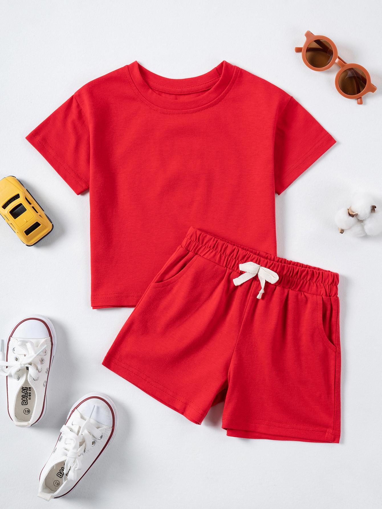 2026 New Short Sleeve and Shorts Set Cute Casual Boys and Girls Set Summer Short Sleeve and Shorts 100
