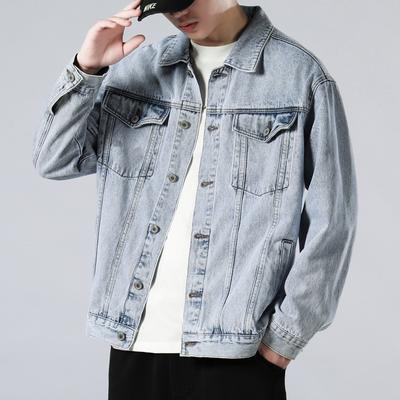 Sonbahar Denim Ceket erkek Gevşek Oturan Trendy Marka Basit Büyük Boy Iş Ceket Kış Yaka Yeni Üst Trend