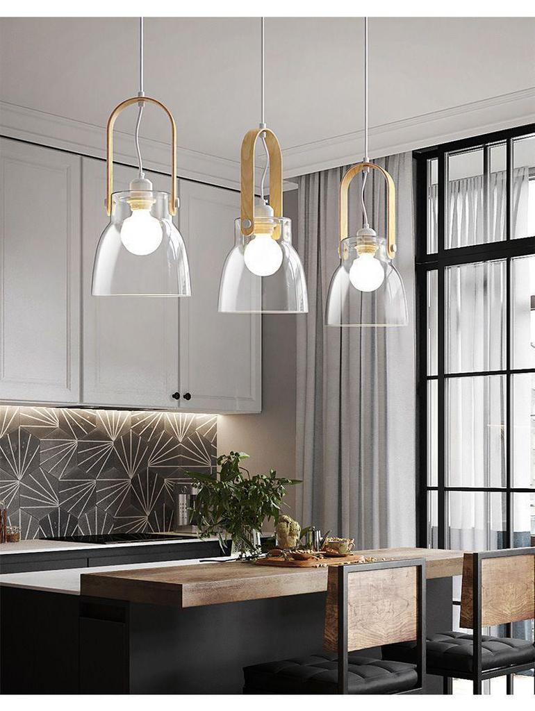 Walnut Glass Pendant Light for Bedside, Salons, Cafes, and Bars