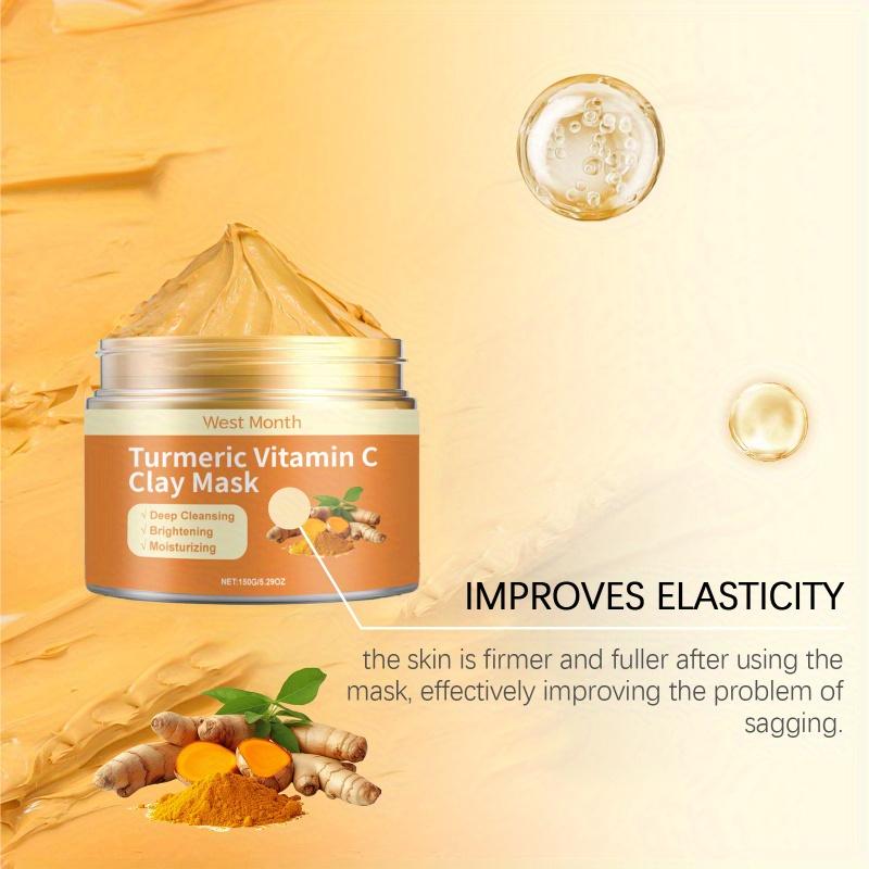 Vitamin C Turmeric Mud Mask Exfoliating Facial Mask Deep Cleansing Nourishing Hydrating Improves Dark Spots Tightens Skin Care