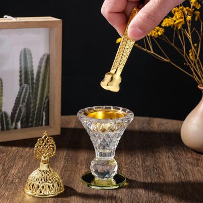 Yousheng Arabischer Räucherbrenner Glas Tischräuchergefäß mit Deckel Hohl Räucherkegelbrenner für Heimdekoration Yoga SPA Einweihungsgeschenk