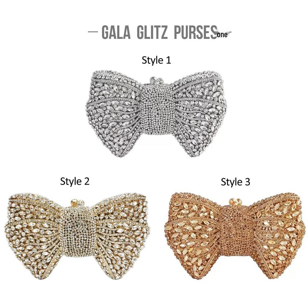 Luxury Rhinestone Bow Crystal Clutch Evening Bag