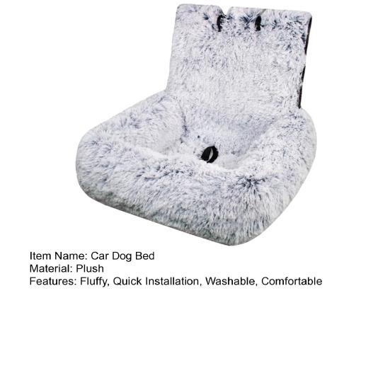 Dog Bed In Car Fluffy Pet Seat with Safety Straps Non-Slip Car Travel Dog Bed Pets Washable Cushion for Home Road Trip Small Large Dogs