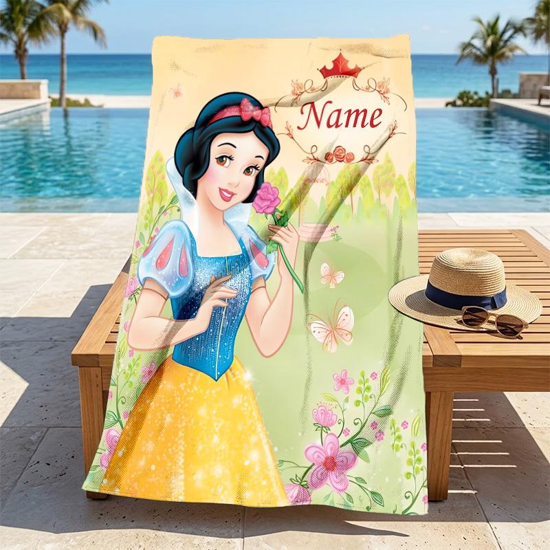 Custom Name Princess Garden Stylish Digital Printing Beach Towel Quick‑Drying Absorbent Blanket for Beach Pool Gym Travel