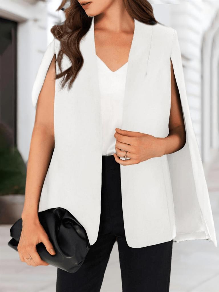 Blazer Mantella da Donna Aperto Davanti Manica Spaccata Elegante Cappotto da Ufficio