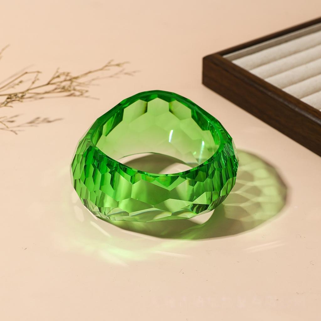Asymmetric Cutting Geometry Transparent Colorful Resin Acrylic Bangles For Women Bangle Bracelets Charm Thick Simple Jewelry