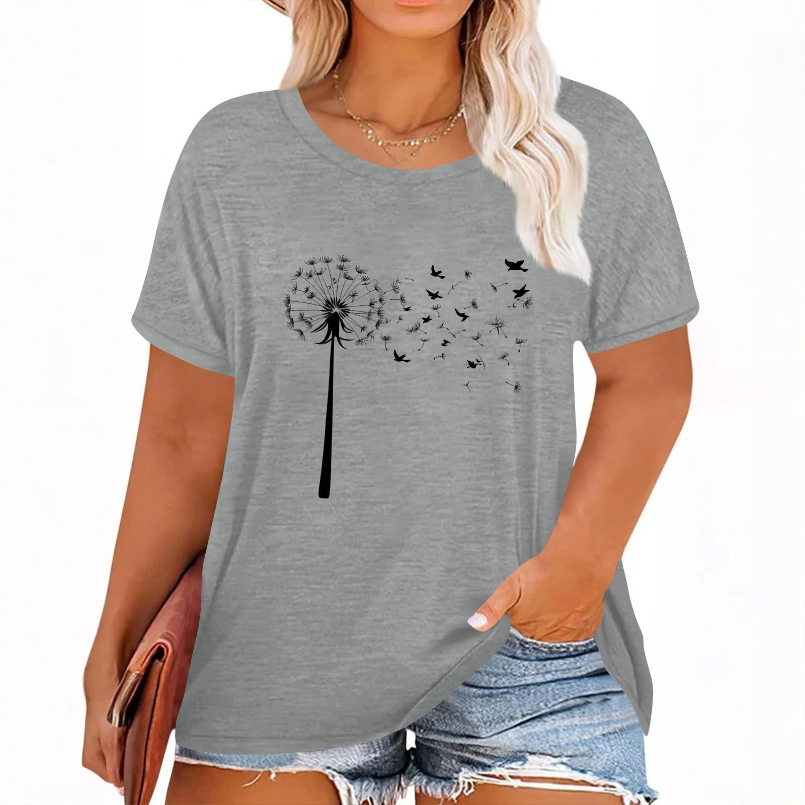 Women s Hawaiian Floral Print Short Sleeve T-Shirt Top XXL