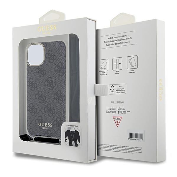 Guess Guhcp15Shc4Sek Iphone 15 / 14 / 13 6.1 Czarny/Black Hardcase Crossbody Cord 4G Print